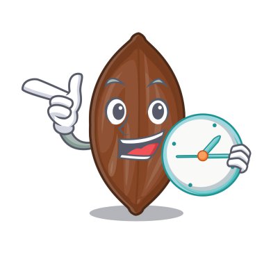 Saat karakter pekan fındık ile ahşap kase