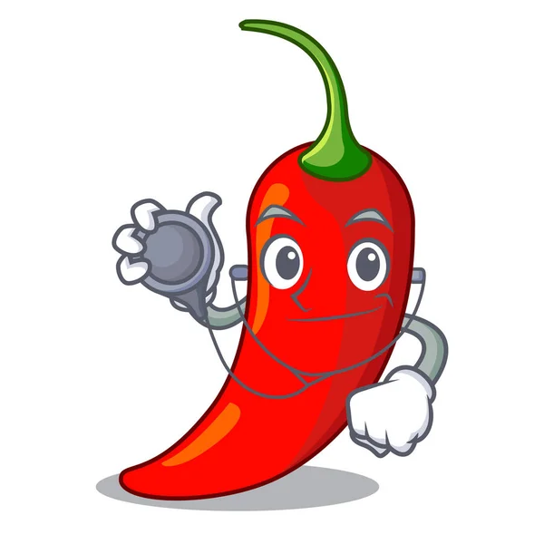 Doctor dibujos animados rojo picante natural chile — Vector de stock