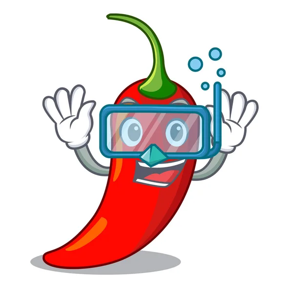 Personaggio subacqueo peperoncino rosso per condire il cibo — Vettoriale Stock
