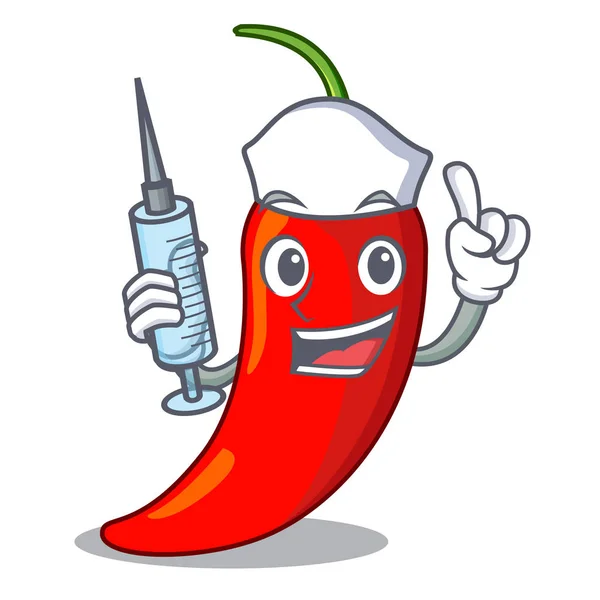 Nurse character red chili pepper for seasoning food — Stock Vector