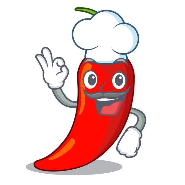 Chef personaggio peperoncino rosso per condire il cibo — Vettoriale Stock