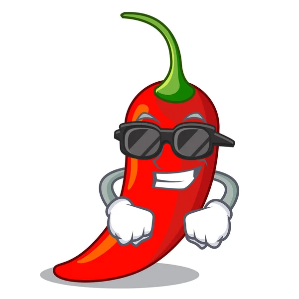 Super cool character red chili pepper for seasoning food — Stock Vector