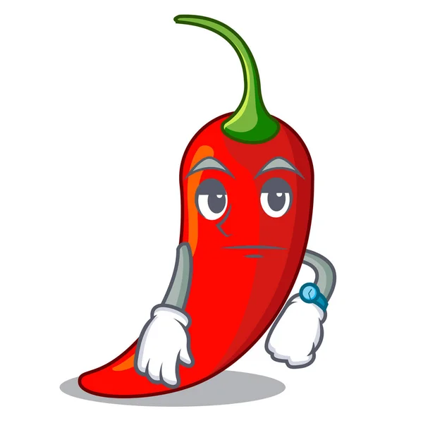 Pimenta vermelha à espera isolada na mascote —  Vetores de Stock