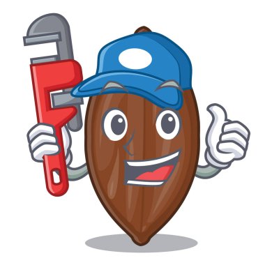 Tesisatçı taze pekan fındık maskotu izole