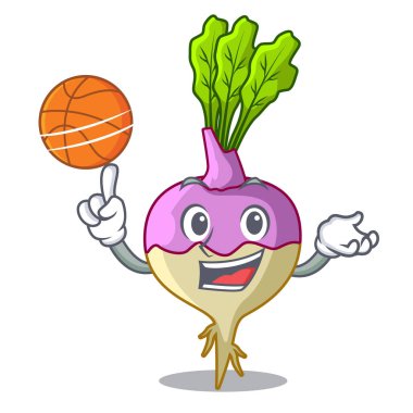 Basketbol çizgi film şalgam kök ile bahçesinde