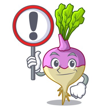 İşareti karikatür şalgam kök ile bahçesinde