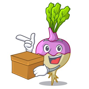 Kutusunun karakter sağlıklı organik şalgam kök sebzeler ile