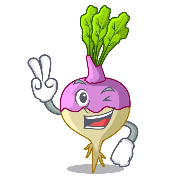 Personagem de dois dedos saudável rutabaga orgânica raiz vegetais — Vetor de Stock