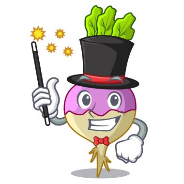 Sihirbaz pişmemiş şalgam kök maskotu izole