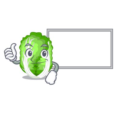 Başparmak yukarıya ile Yönetim Kurulu Çin lahanası sepet karikatür