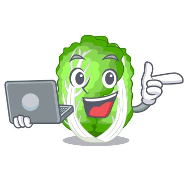 Laptop Çin lahanası sepet karikatür