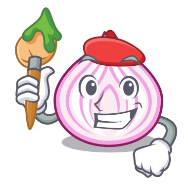 Sanatçı yarım dilim soğan çizgi kesilmiş