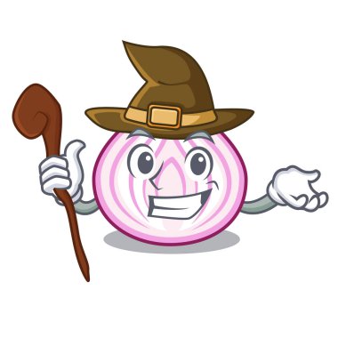 Kesme tahtası karikatür dilimlenmiş soğan cadı