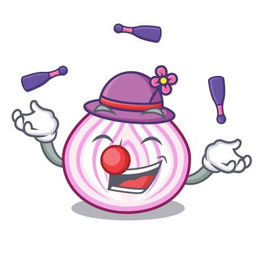 Maskot izole hokkabazlık taze dilim soğan