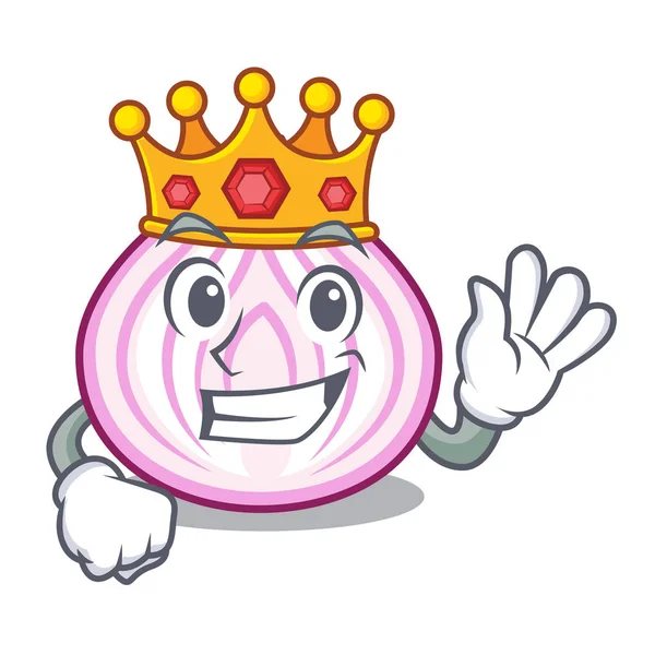 Król świeży plasterek cebuli na białym tle na maskotka — Wektor stockowy