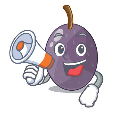 Megafon kadife demirhindi meyve ile plaka karikatür