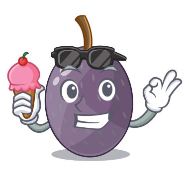 Dondurma kadife demirhindi meyve ile şişe cam çizgi film