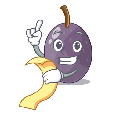 Menü kadife demirhindi tropikal meyve ile tablo karikatür