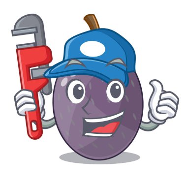 Tesisatçı kadife Demirhindi Meyve maskotu izole