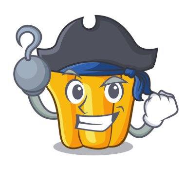 Yemek pişirmek için korsan karakter olgun sarı biber