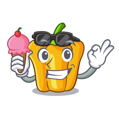 Dondurma karikatür taze sarı biber ile piyasada