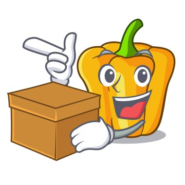 Kutusu karikatür taze sarı biber ile piyasada