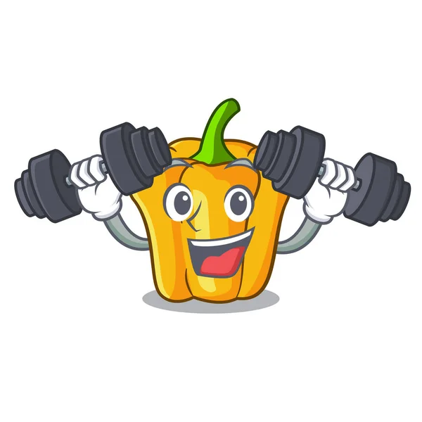 Фитнес персонаж спелый желтый перец для приготовления пищи — стоковый вектор