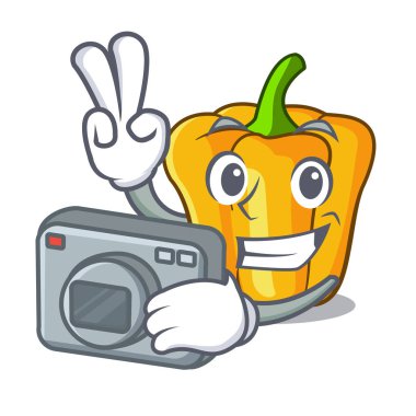 Mutfak karikatür fotoğrafçı tatlı sarı biber