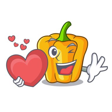 Kalp tatlı sarı biber ile mutfak karikatür