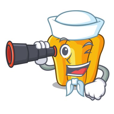 Denizci mutfak karikatür dürbün tatlı sarı biber ile