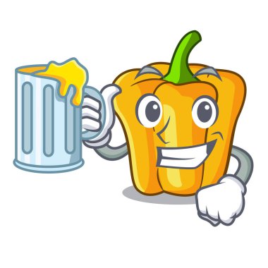 Suyu tatlı sarı biber ile mutfak karikatür