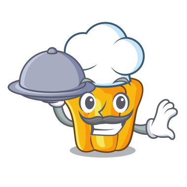 Şef mutfak karikatür gıda tatlı sarı biber ile