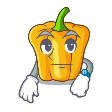 Tatlı sarı biber maskotu izole bekliyor
