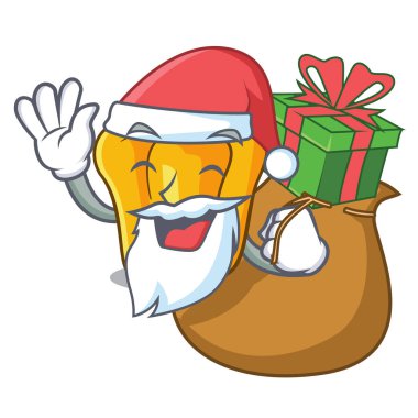 Noel Baba hediye tatlı sarı biber maskotu izole ile