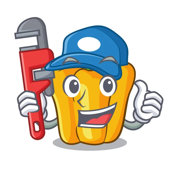 Tesisatçı tatlı sarı biber maskotu izole