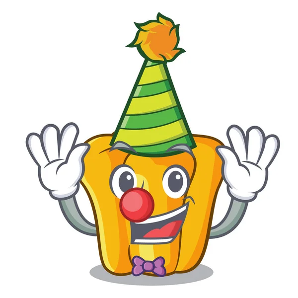 Clown söt gul paprika isolerad på maskot — Stock vektor