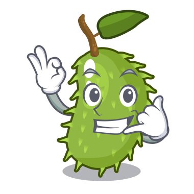 Bana taze soursop meyve maskotu izole çağrı