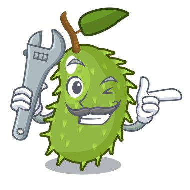 Maskot izole mekanik taze soursop meyve