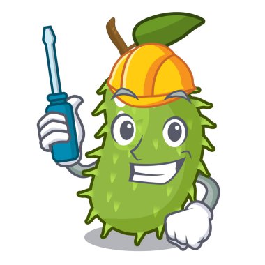 Maskot izole Otomotiv taze soursop meyve