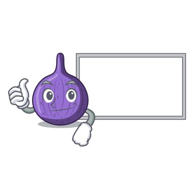 Başparmak yukarıya ile Yönetim Kurulu karakter incir meyve sağlıklı yaşam vektör çizim için