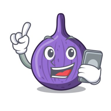 Telefon karakter incir meyve ile sağlıklı yaşam vektör çizim