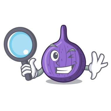 Dedektif olgun tatlı incir plaka karikatür vektör çizim üzerinde