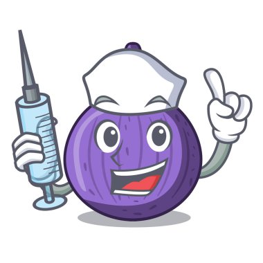 Hemşire olgun tatlı incir plaka karikatür vektör çizim üzerinde