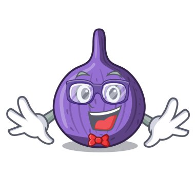 Geek olgun tatlı incir plaka karikatür vektör çizim üzerinde