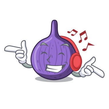 Dinleme müzik taze tatlı incir tablo karikatür vektör çizim üzerinde