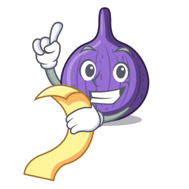 Menü taze tatlı incir ile tablo karikatür vektör çizim üzerinde