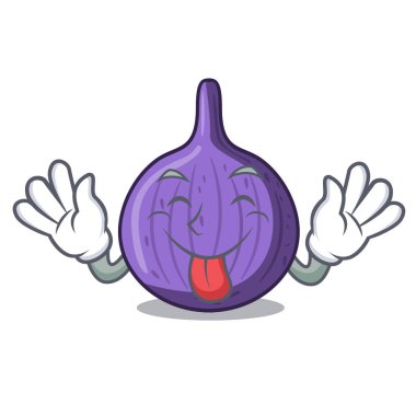 Maskot vektör illüstrasyon izole lezzetli incir meyve dışarı dil