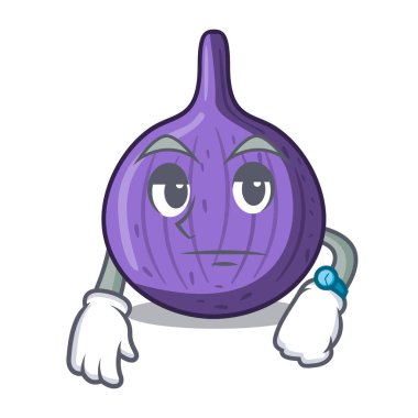 Maskot vektör illüstrasyon izole lezzetli incir meyve bekliyor