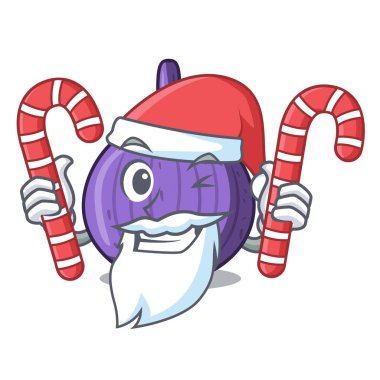 Santa maskotu izole şeker lezzetli incir meyve ile