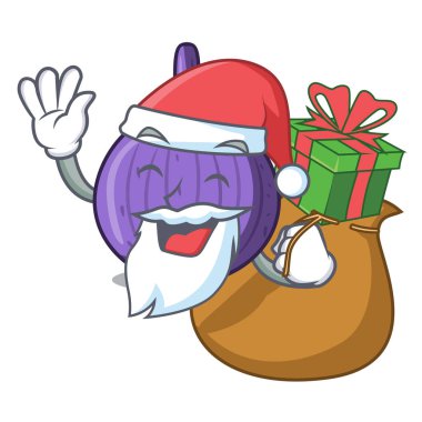 Noel Baba hediye lezzetli incir meyve maskot vektör illüstrasyon izole